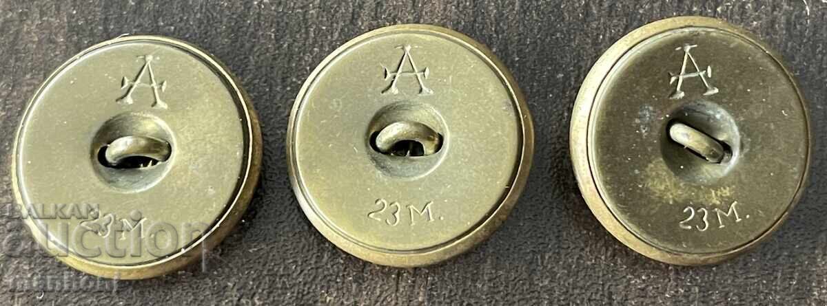 6241 Βασίλειο της Βουλγαρίας 3 τεμάχια μεγάλα κουμπιά επίσημα αξιωματικού με τιμή 20.00 BGN | € 10.23