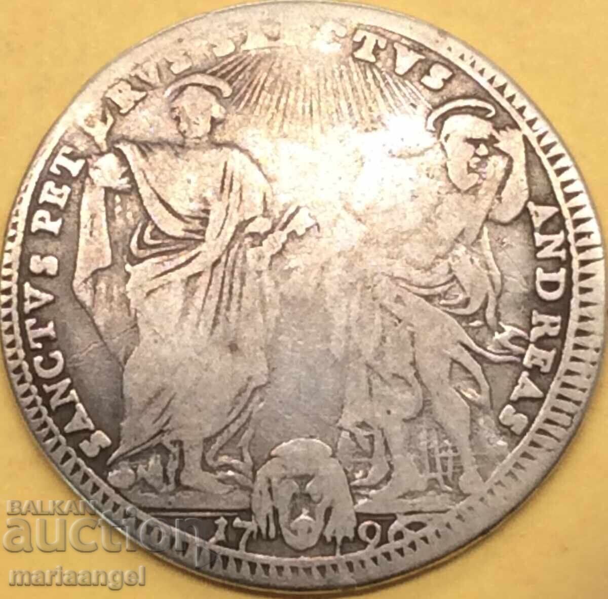 Licitație Vatikan Teston 1796 Pius al VI-lea Sf. Sf. Petru și Andrei argint Licitație Vatikan Teston 1796 Pius al VI-lea Sf. Sf. Petru și Andrei argint