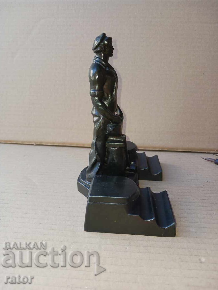 Old metal inkwell - BLACKSMITH, figurine, penholders - 5