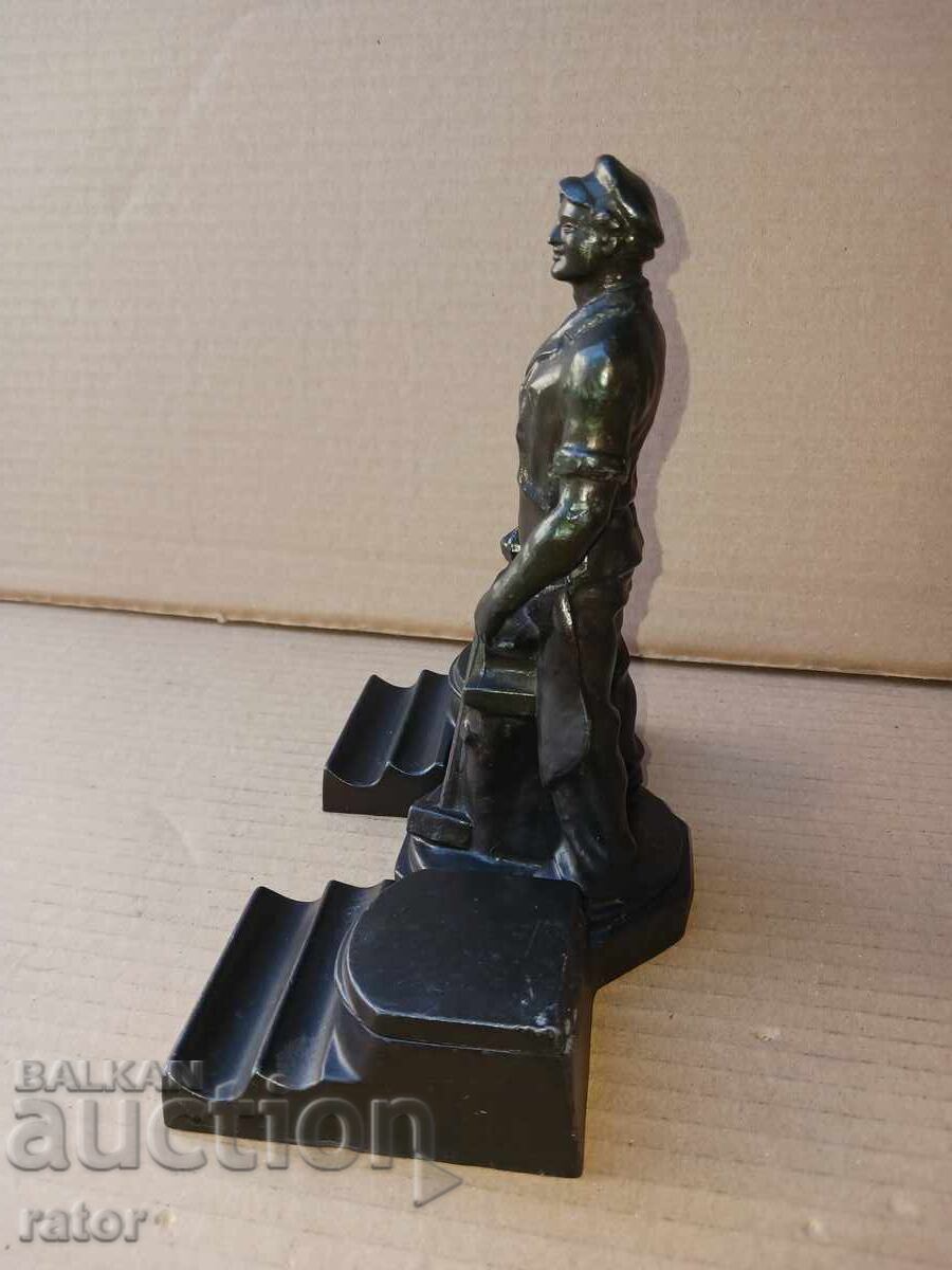 Old metal inkwell - BLACKSMITH, figurine, penholders - 7 Old metal inkwell - BLACKSMITH, figurine, penholders - 7