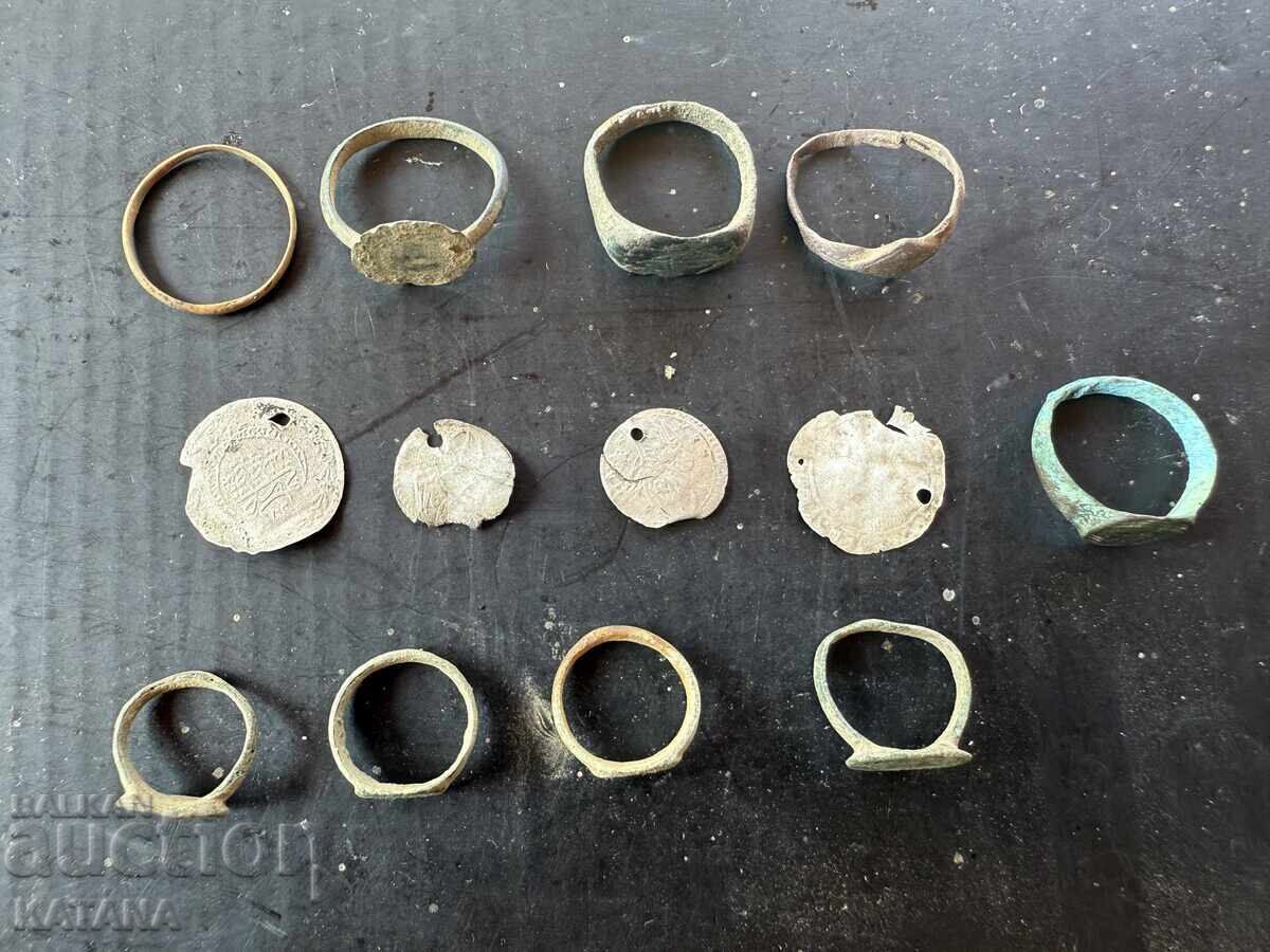 Silver coins + Revival rings old lot Silver coins + Revival rings old lot