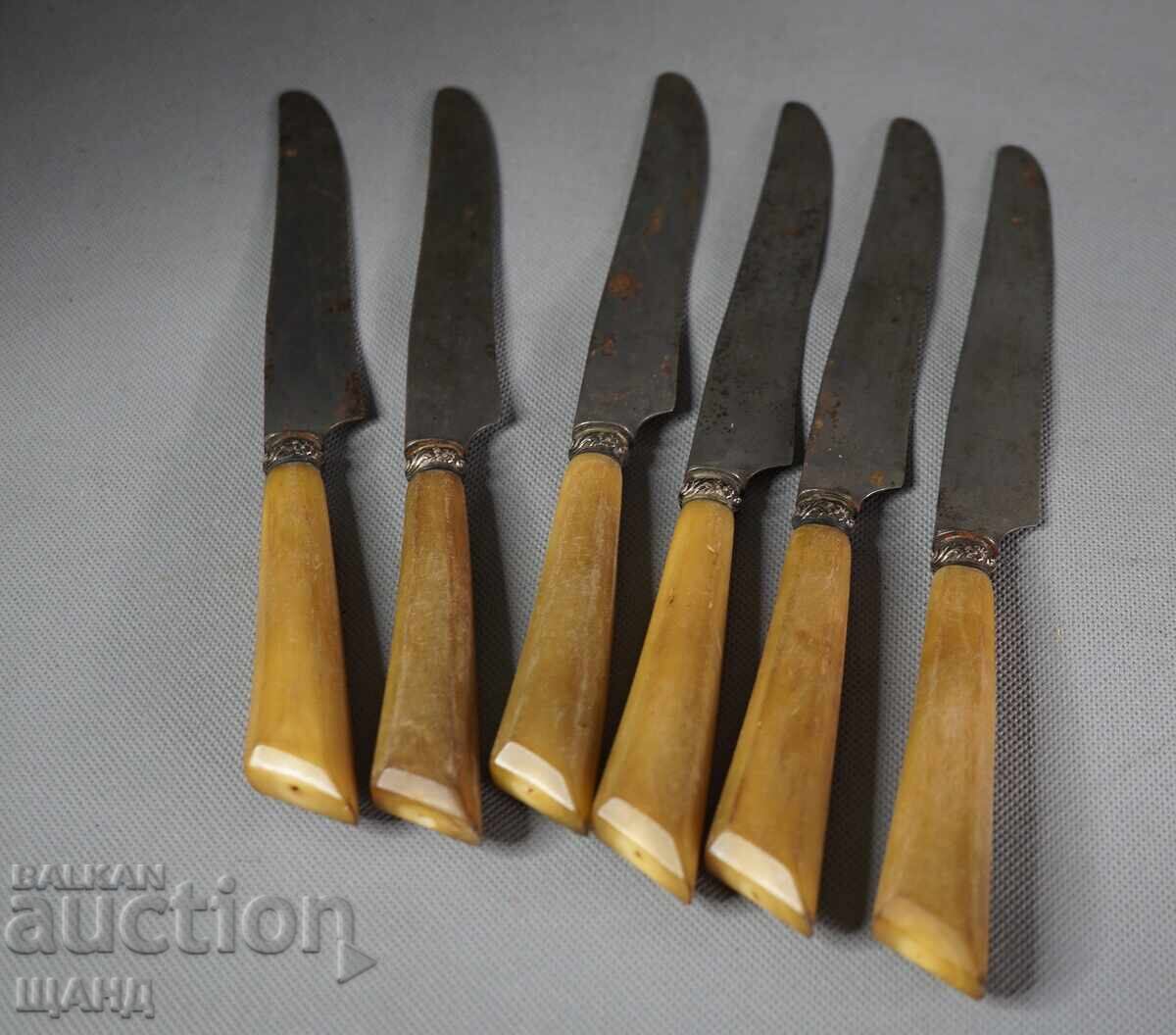 Genuine Set of 6 Old French Silver Knives - 5