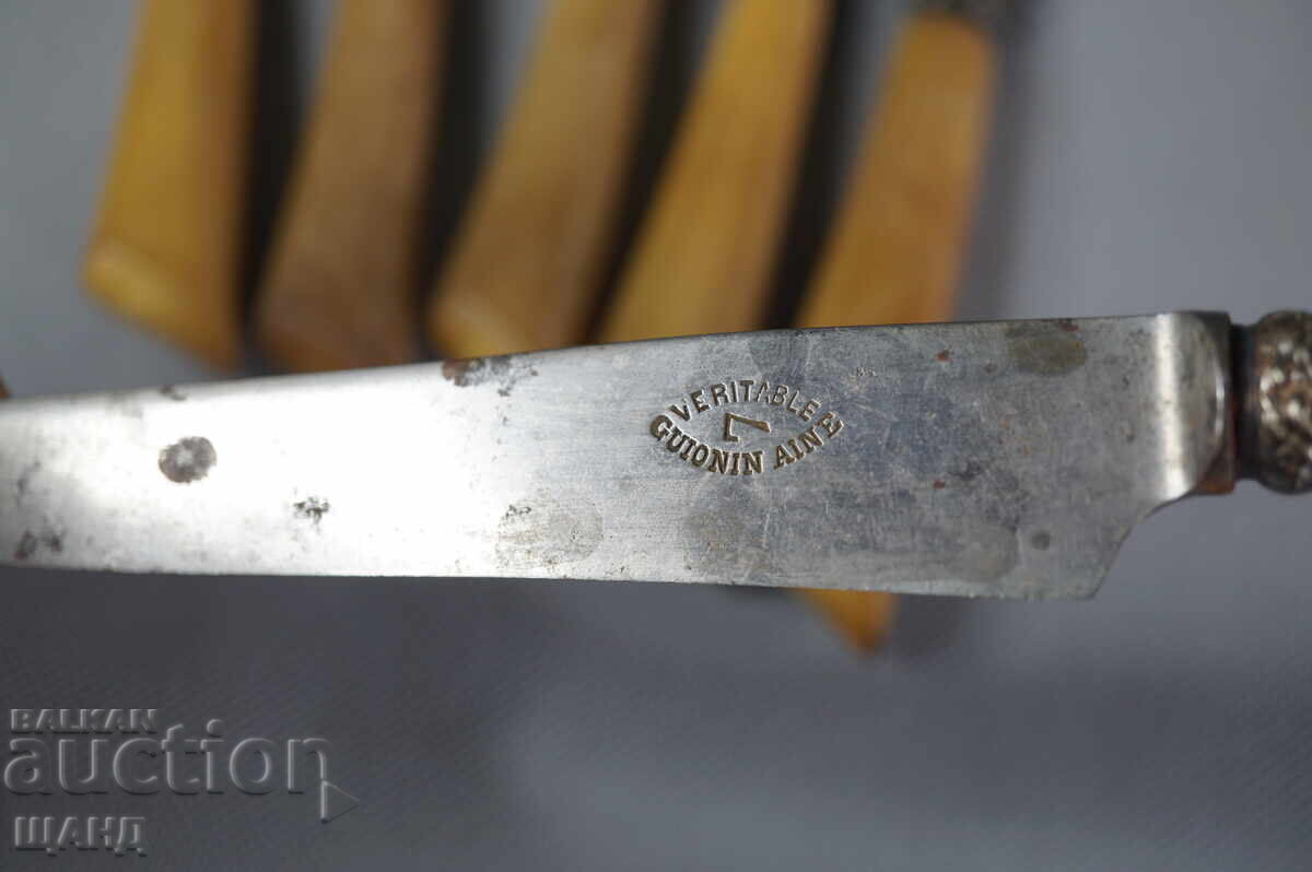Genuine Set of 6 Old French Silver Knives - 6