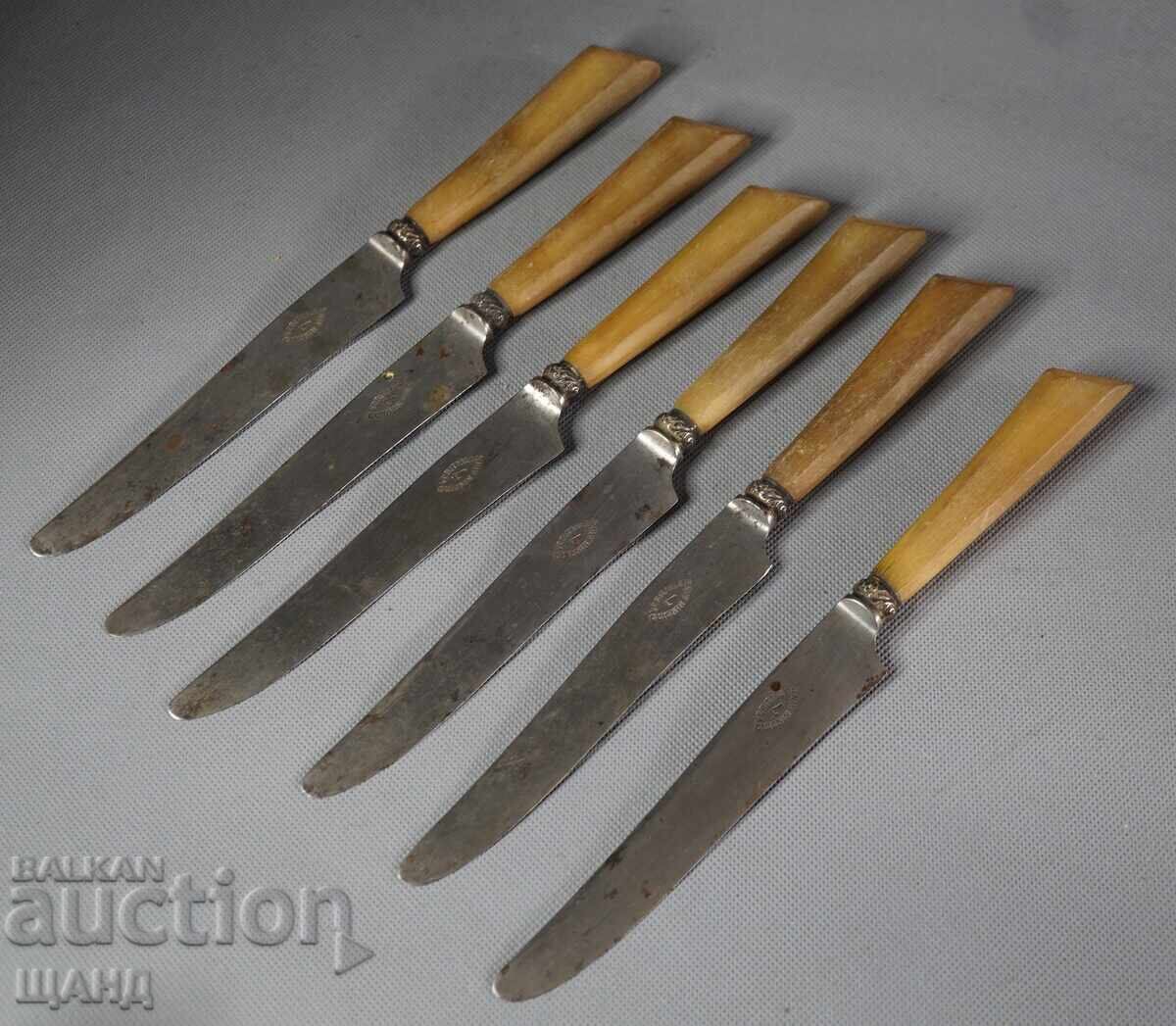 Genuine Set of 6 Old French Silver Knives