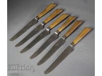 Αληθινός σετ 6 Παλιά Γαλλικά μαχαίρια μαχαίρι με ασήμι