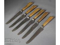 Αληθινός σετ 6 Παλιά Γαλλικά μαχαίρια μαχαίρι με ασήμι