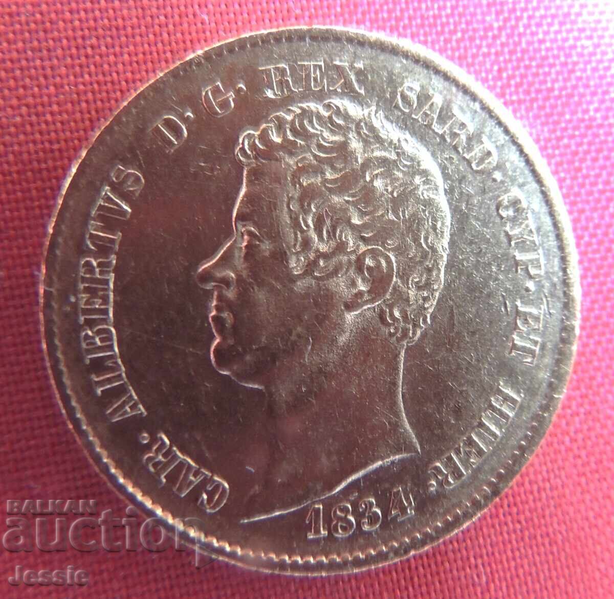 20 Λίρες 1834 Τορίνο Ιταλία ( 20 Liri Italiya ) ( χρυσός ) με τιμή 1508.95 BGN | € 771.51