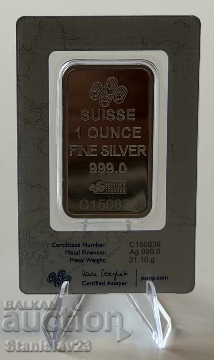 Delivery of Silver bar Pamp Fortuna 1 oz