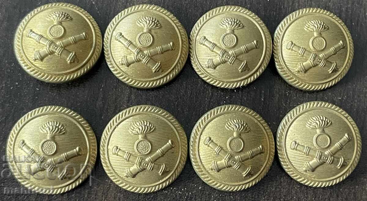 8 Large Artillery Officer Buttons from the Kingdom of Bulgaria