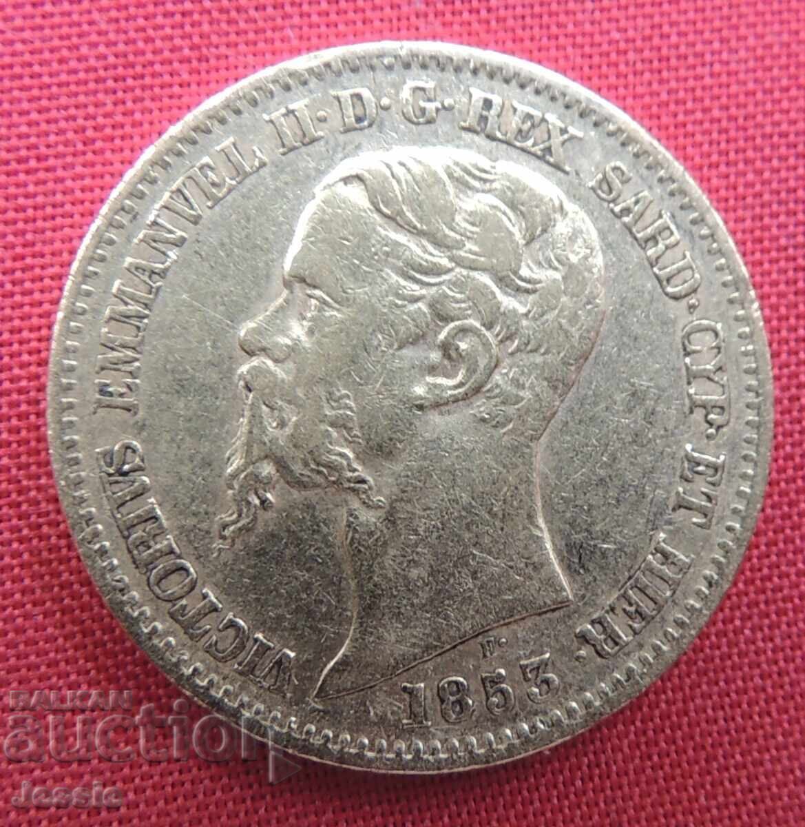 Auction  20 Lire 1853 Genoa Italy (Gold)