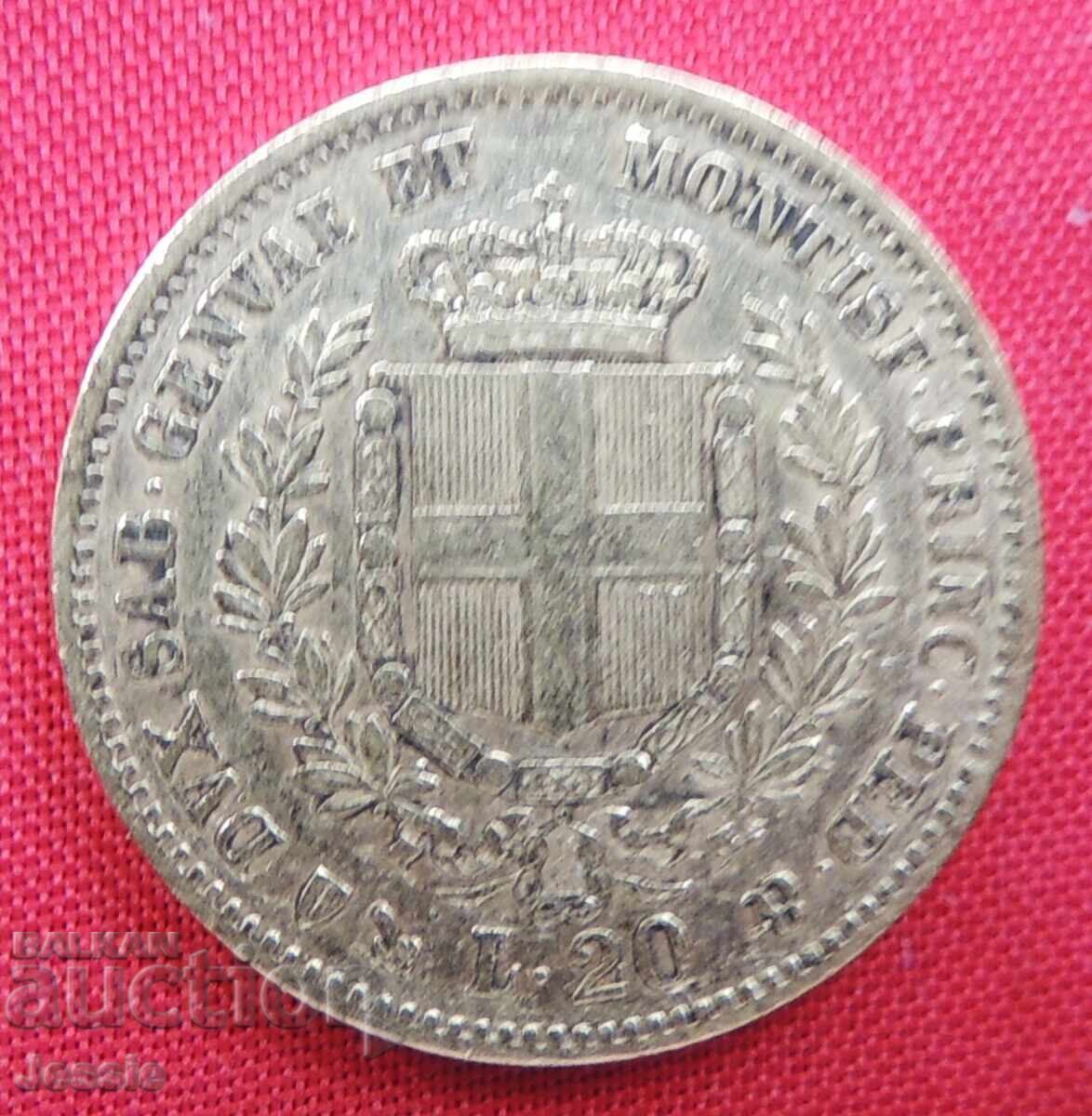 20 Lire 1853 Genoa Italy (Gold)