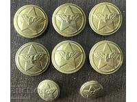 6251 Regatul Bulgariei 8 bucăți 6 mari 2 mici nasturi CFR 60