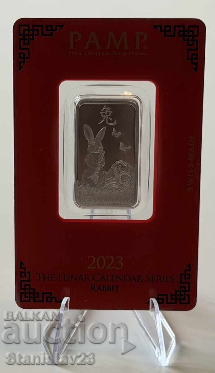 Δημοπρασία Ασημένια ράβδος Lunar της Pamp Suisse 2023 10 γραμμαρίων