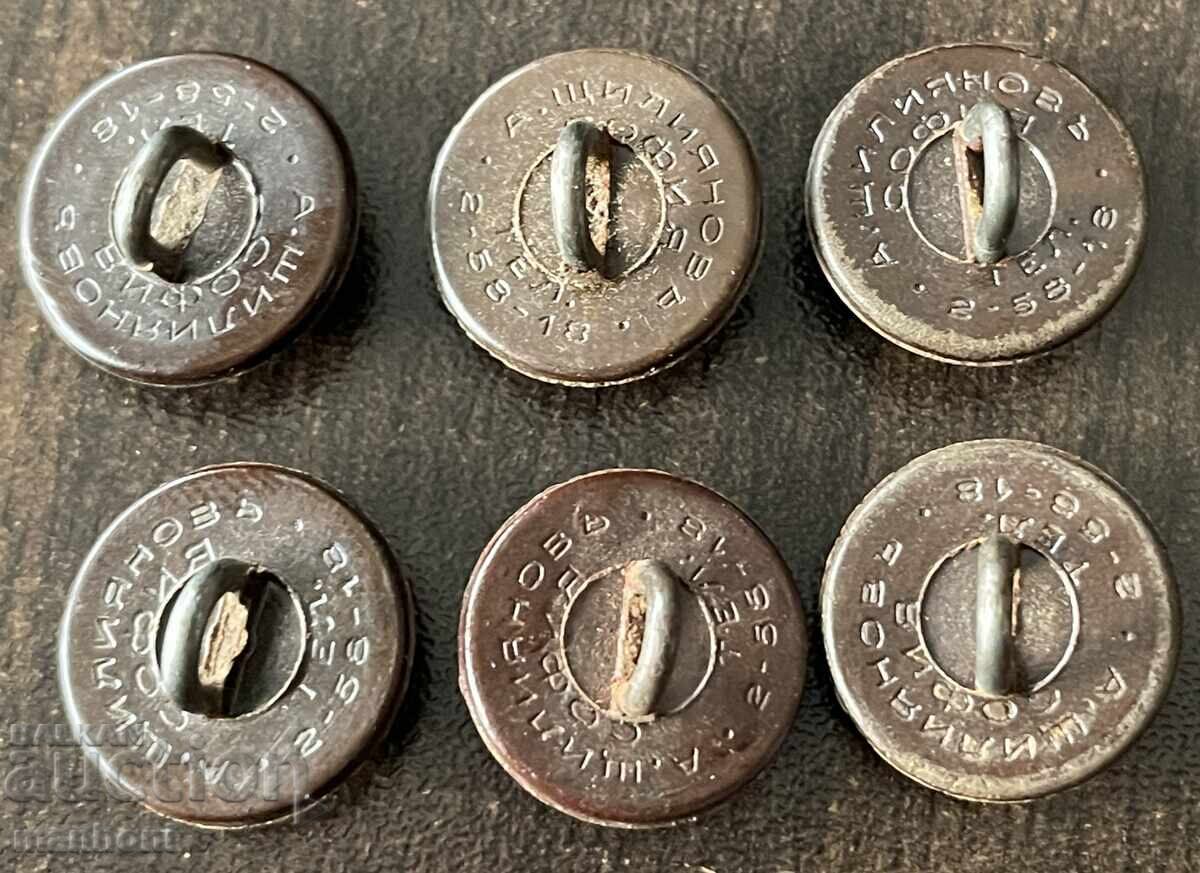 6254 Kingdom of Bulgaria 6 small artillery bakelite buttons with price 30.00 BGN | € 15.34