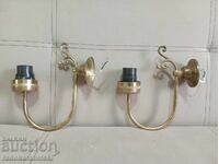Two brass wall sconces