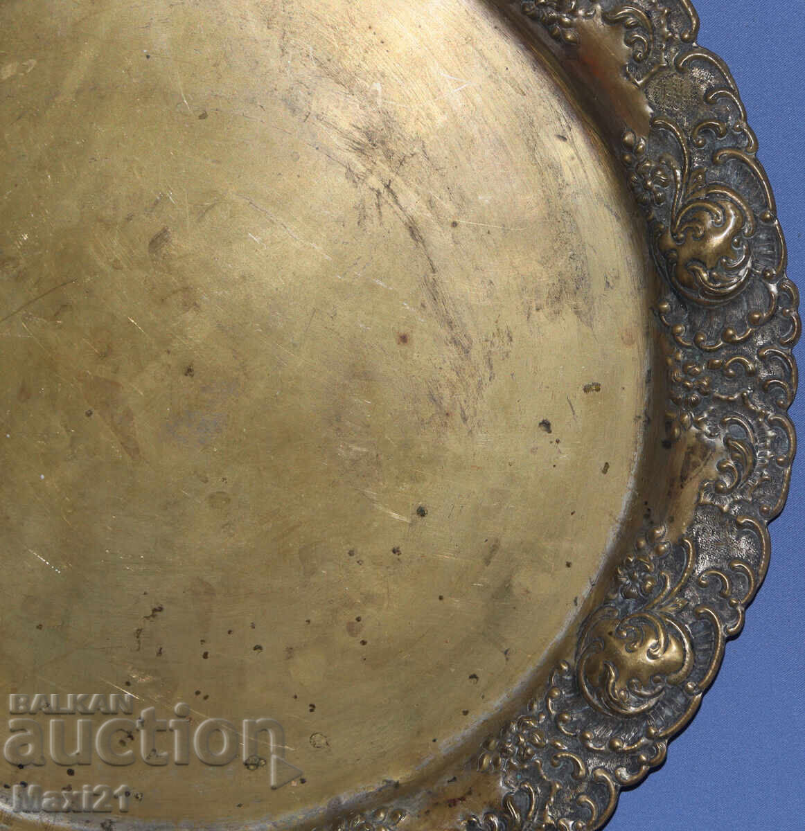 Старинен голям месингов декоративен поднос - 5 Старинен голям месингов декоративен поднос - 5