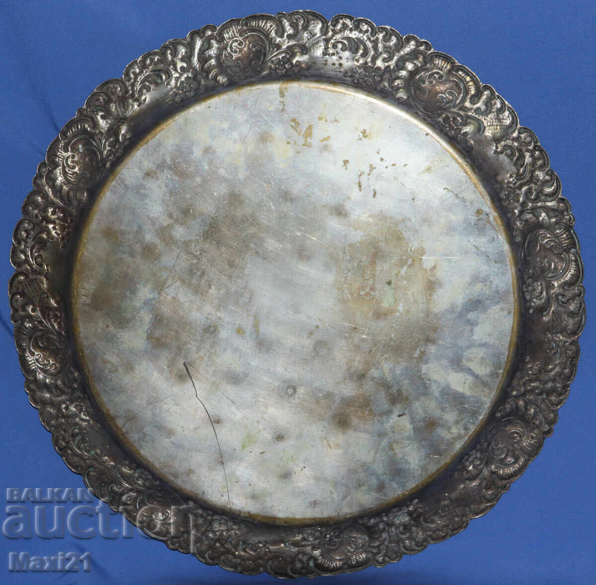 Старинен голям месингов декоративен поднос - 6 Старинен голям месингов декоративен поднос - 6