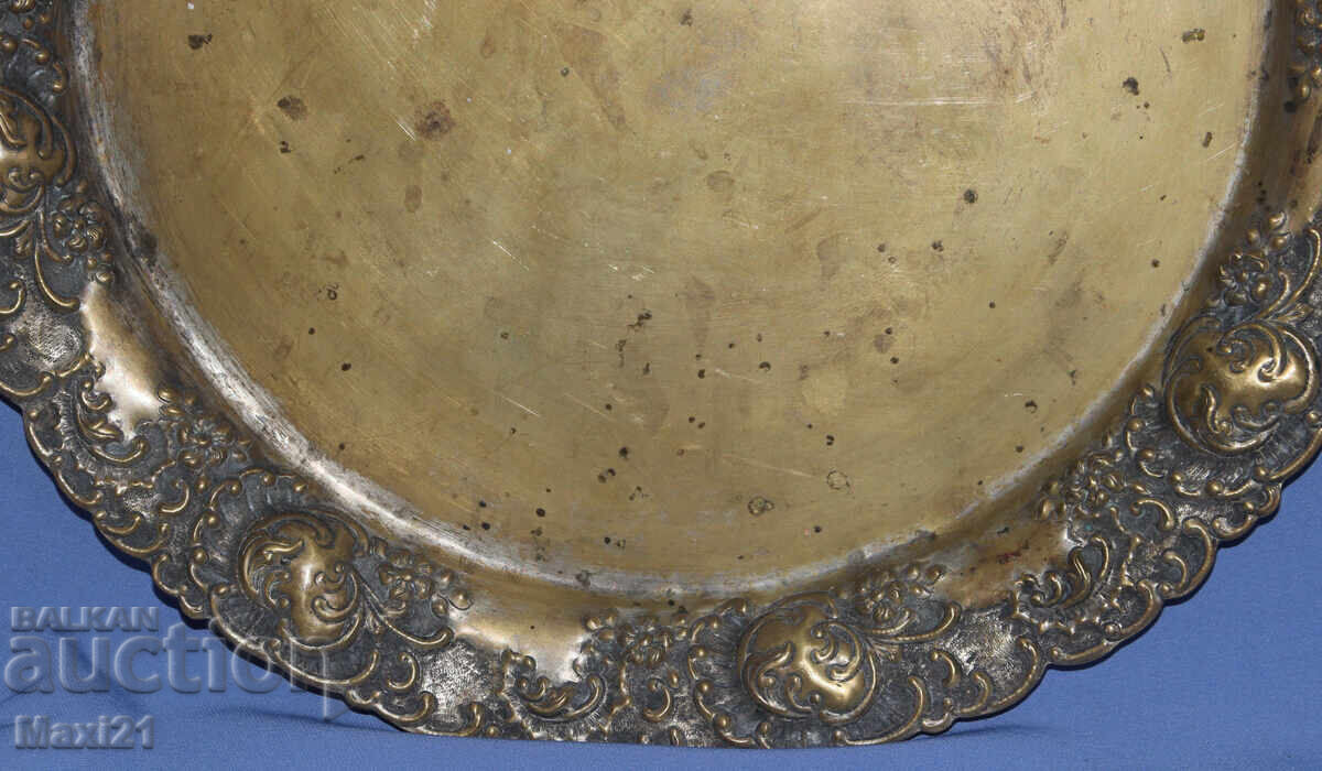 Старинен голям месингов декоративен поднос - 7 Старинен голям месингов декоративен поднос - 7