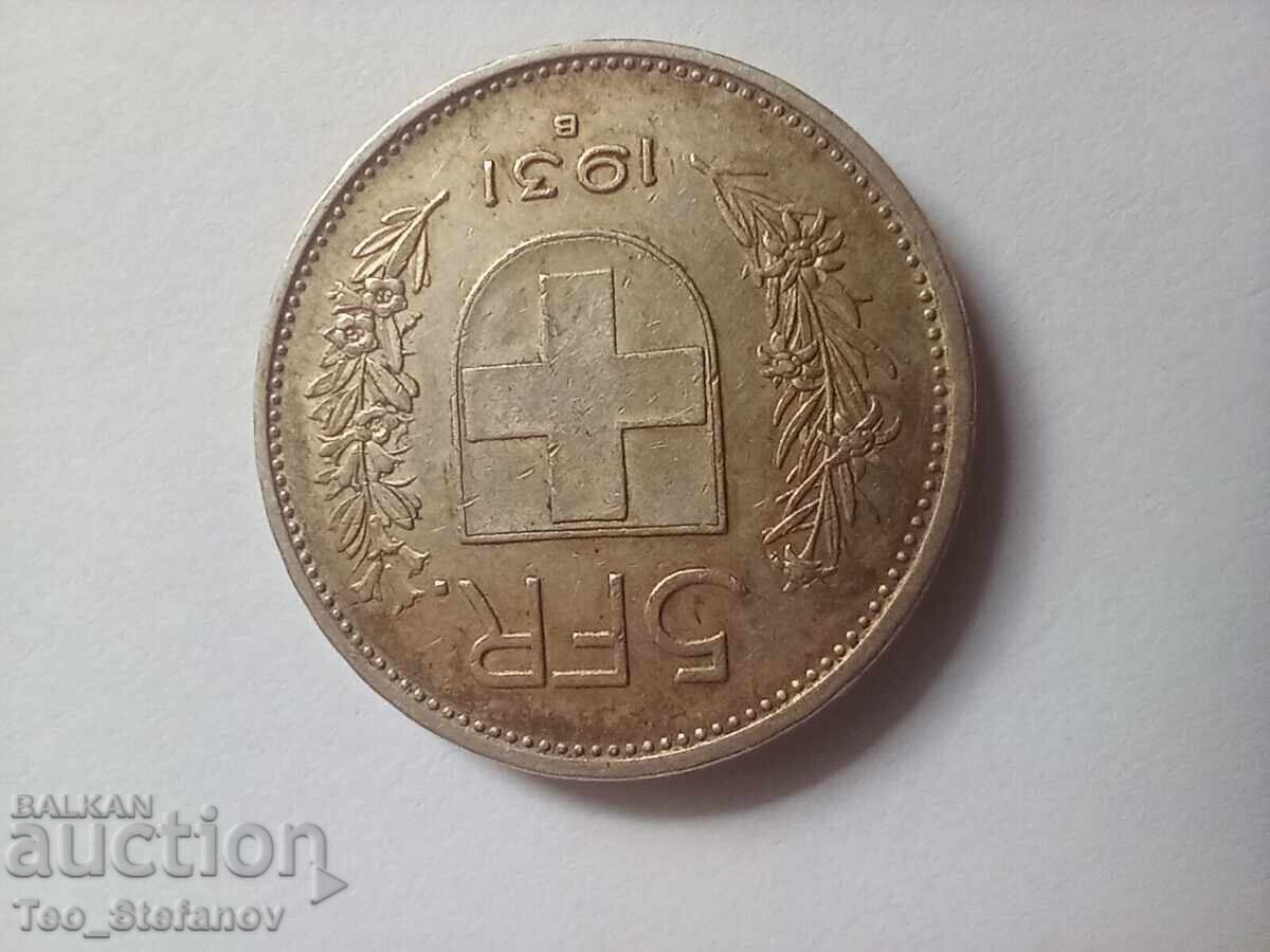 5 Franci 1931 Elveția argint cu preț € 36.00 | 70.41 BGN
