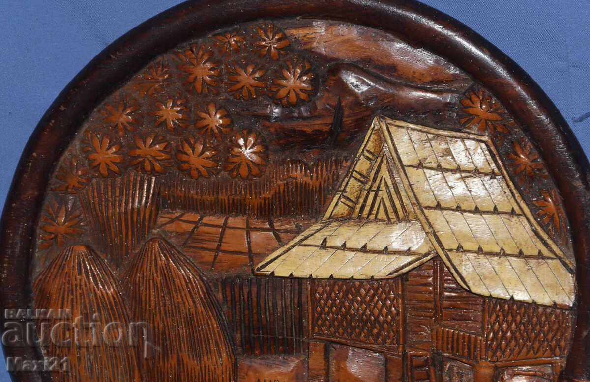 Auction  Decorative handmade wooden panel, landscape