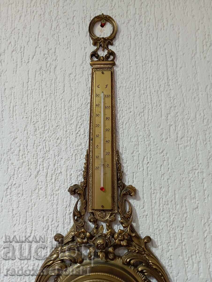 Bronze weather station with clock, thermometer, barometer, and hygrometer - 5 Bronze weather station with clock, thermometer, barometer, and hygrometer - 5