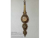 Bronze weather station with clock, thermometer, barometer, and hygrometer