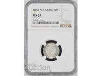 50 Stotinki 1883 MS 63 NGC Only Five Coins with Higher Grade