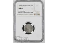 10 stotinki 1888 MS 64 NGC doar cinci monede cu grad mai mare