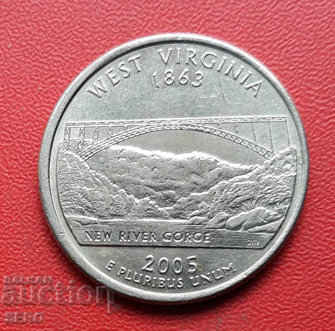 USA - 1/4 Dollar 2000 P - Philadelphia - State of West Virginia USA - 1/4 Dollar 2000 P - Philadelphia - State of West Virginia