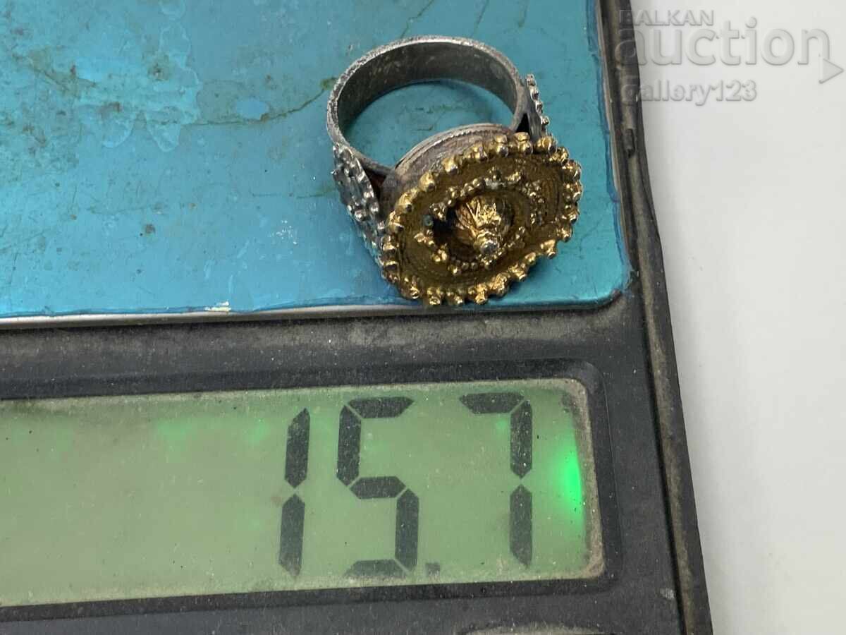 Revivalist ring, silver, stamped, gilded - 7