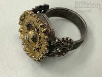Revivalist ring, silver, stamped, gilded