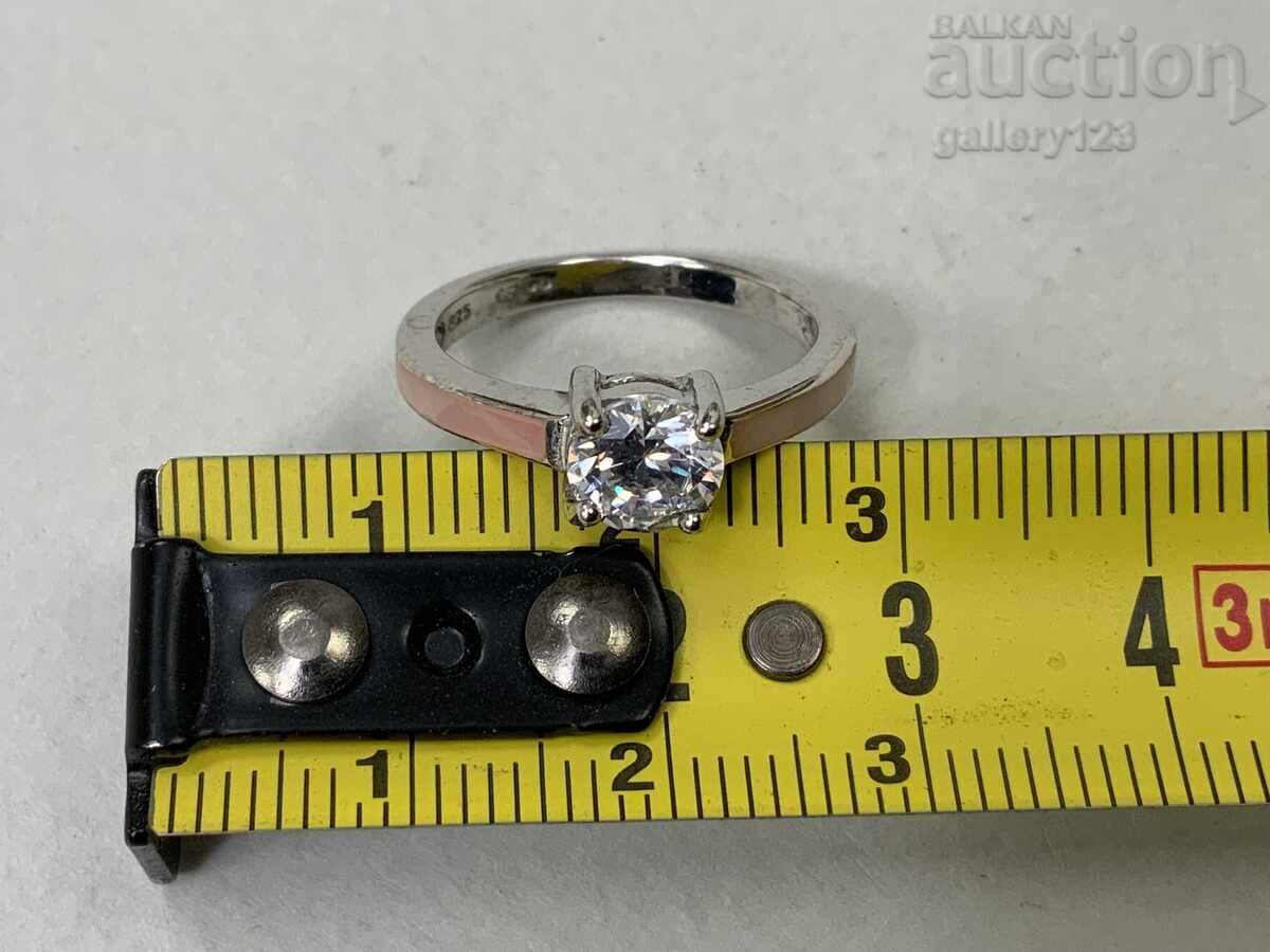 Auction  New silver ring enamel zircon