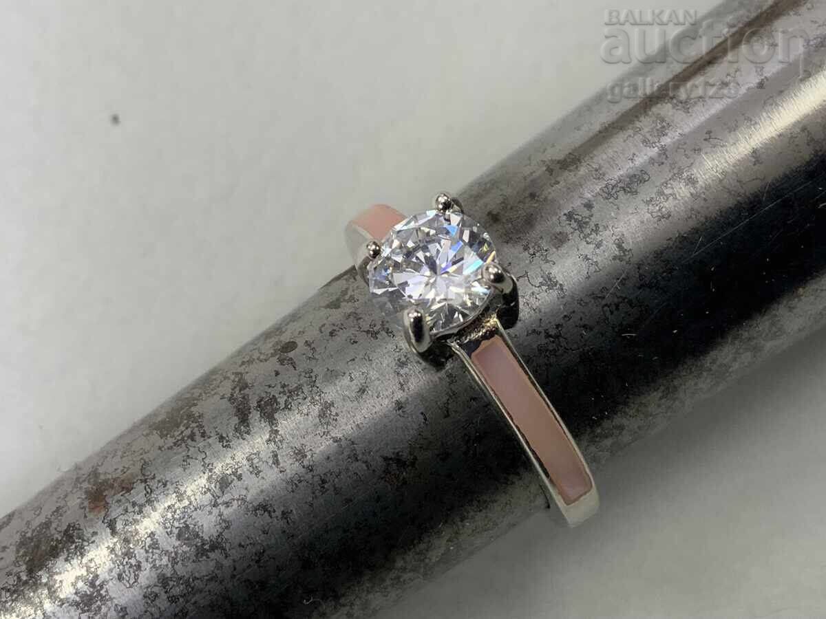 New silver ring enamel zircon - 5