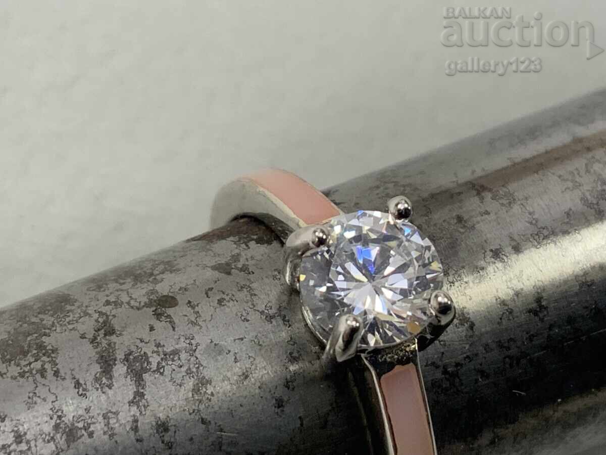 New silver ring enamel zircon