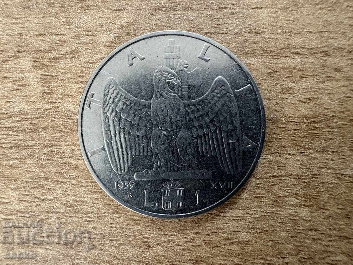 Ιταλία - 1 λίρα (1939) - Μη μαγνητικό XVII Ιταλία - 1 λίρα (1939) - Μη μαγνητικό XVII