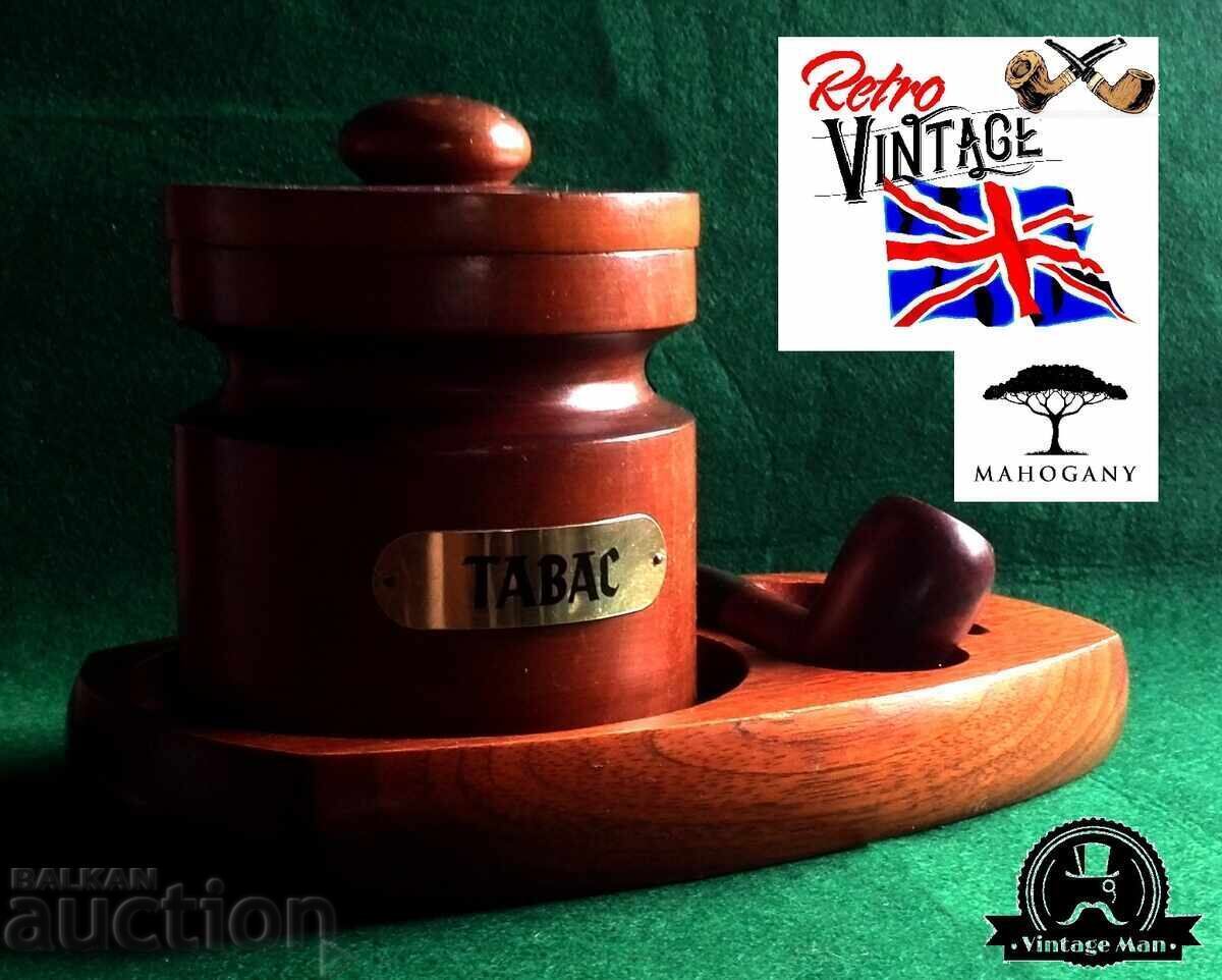 Mahogany Pipe Box and Stand Set