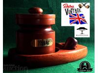 Set cutie și suport pentru pipă din mahon