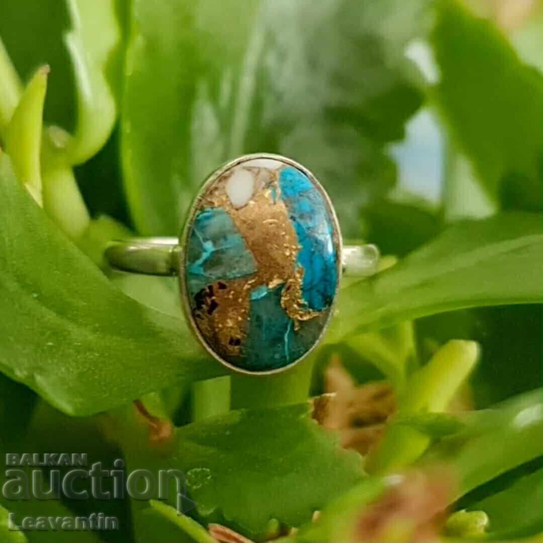 Silver ring with blue copper Turquoise with price 64.00 BGN | € 32.72 Silver ring with blue copper Turquoise with price 64.00 BGN | € 32.72
