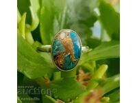 Silver ring with blue copper Turquoise