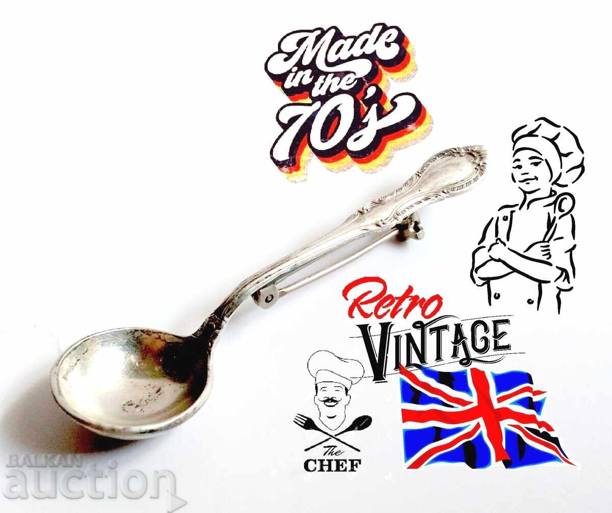 Veche broșă de argint, polonic pentru șef bucătar