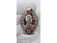 Рядък сребърен царски офицерски знак пехота 1930-1940