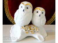 Порцеланова статуетка,фигура Бухал,Сова,злато.