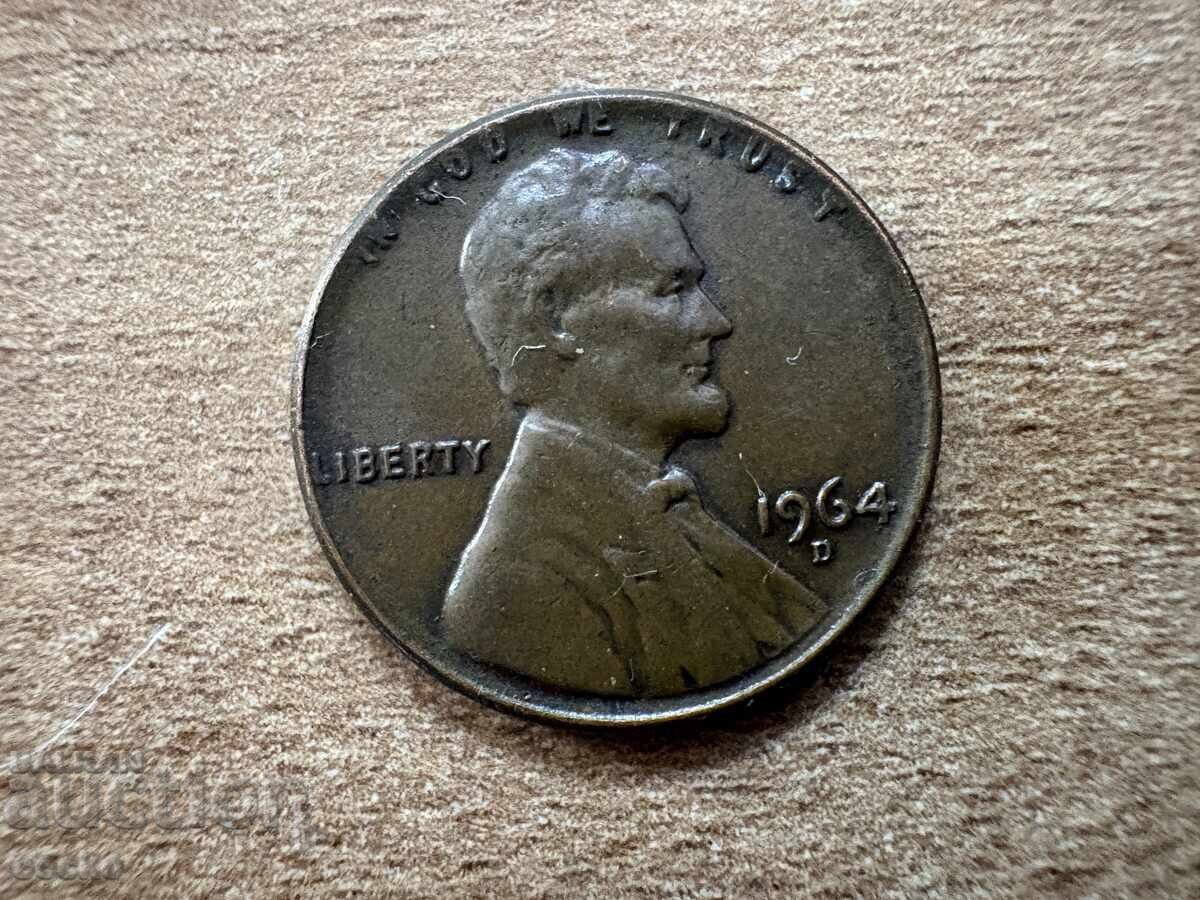 SUA - 1 cent (1964) - D cu preț 0.15 BGN | € 0.08 SUA - 1 cent (1964) - D cu preț 0.15 BGN | € 0.08