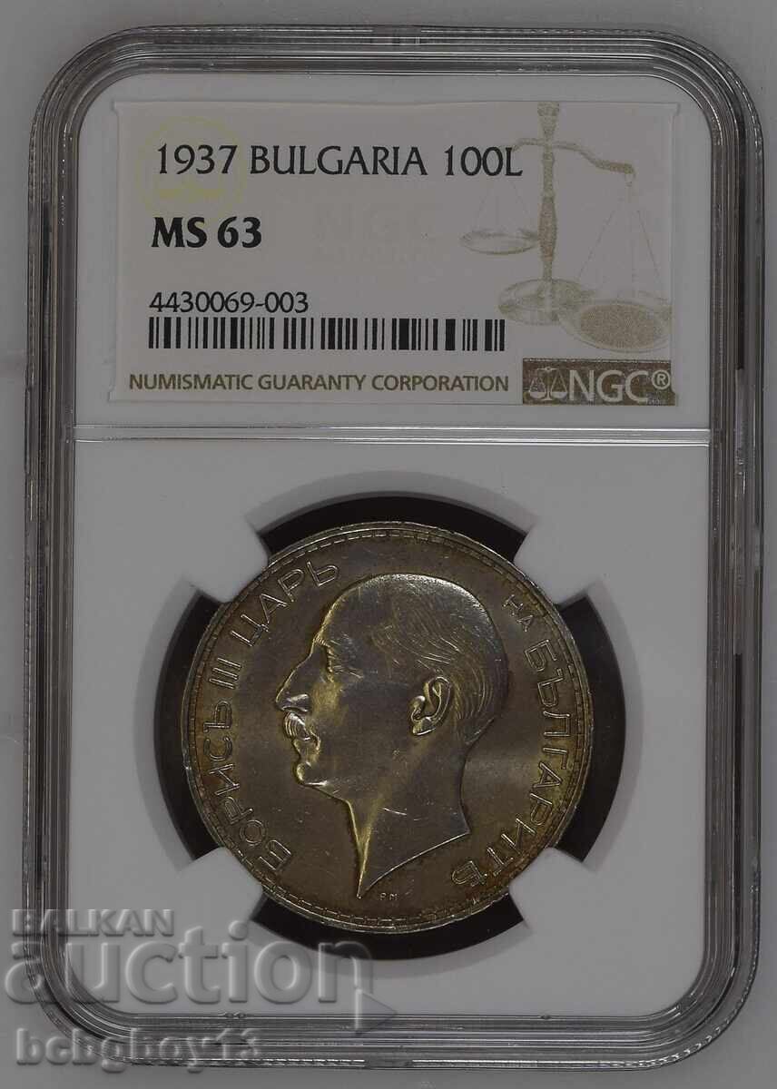 100 Leva 1937 MS 63 NGC