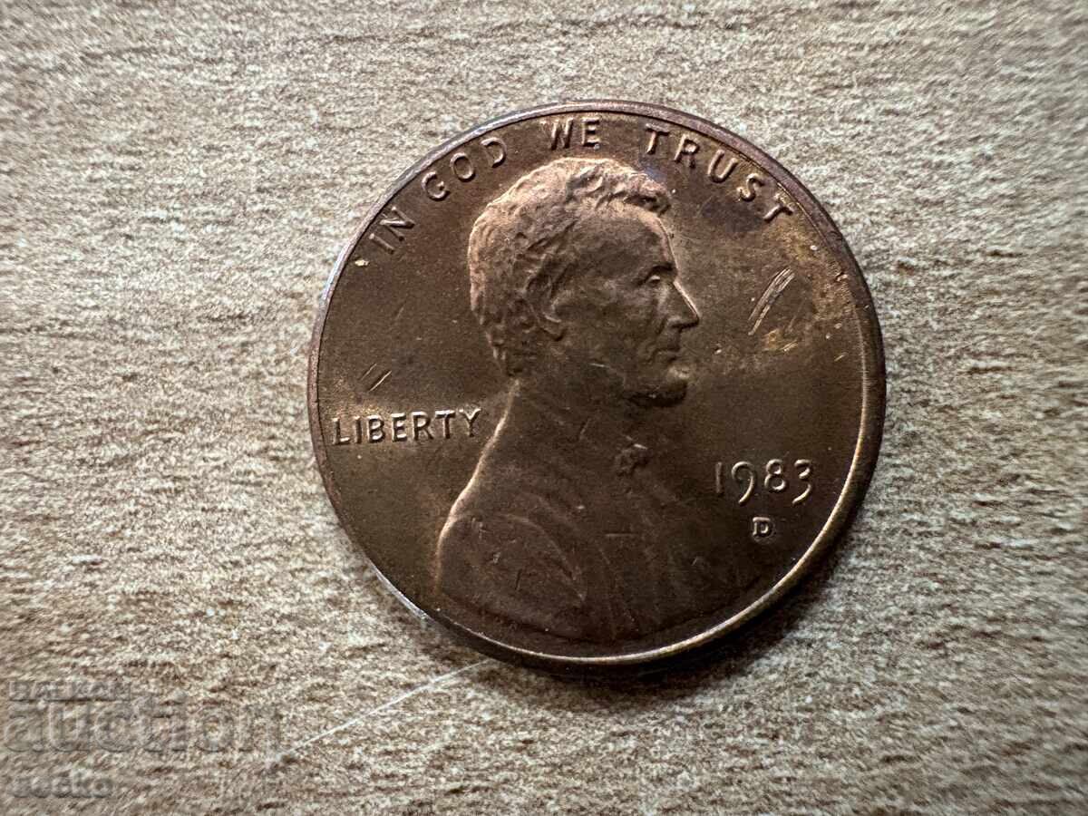 ΗΠΑ - 1 σεντ (1983) - D με τιμή 0.15 BGN | € 0.08 ΗΠΑ - 1 σεντ (1983) - D με τιμή 0.15 BGN | € 0.08