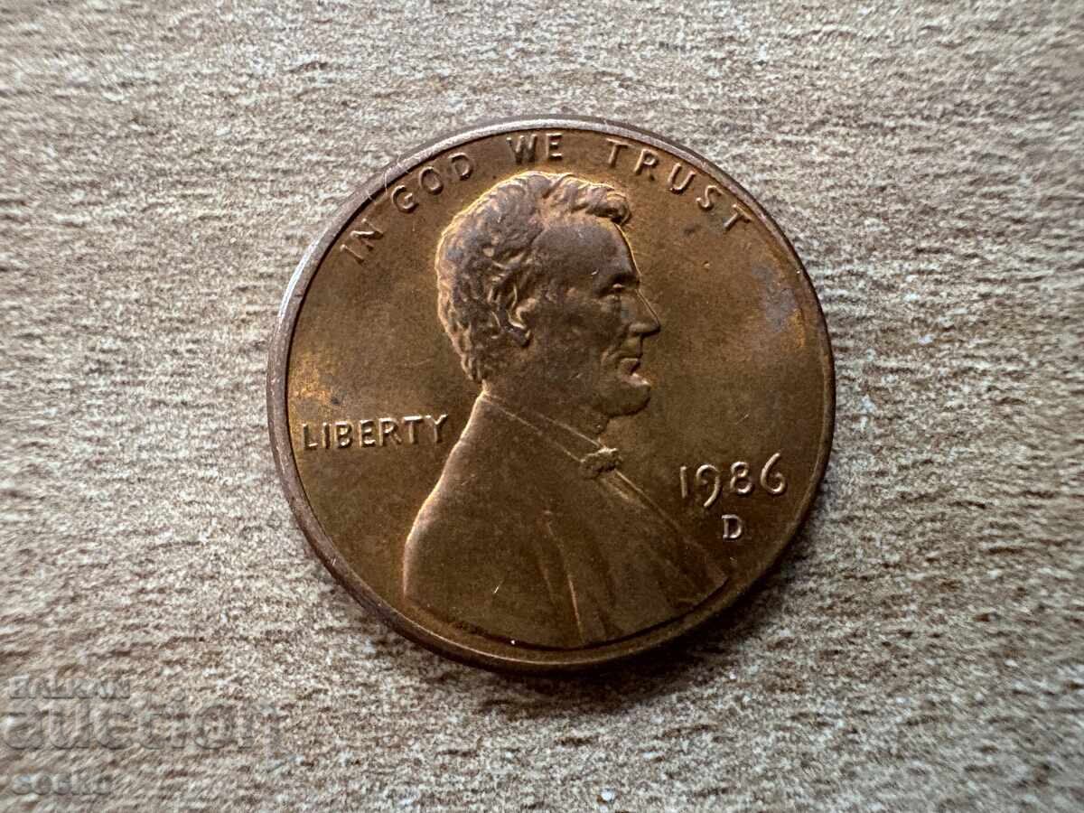 USA - 1 Cent (1986) - D with price 0.20 BGN | € 0.10