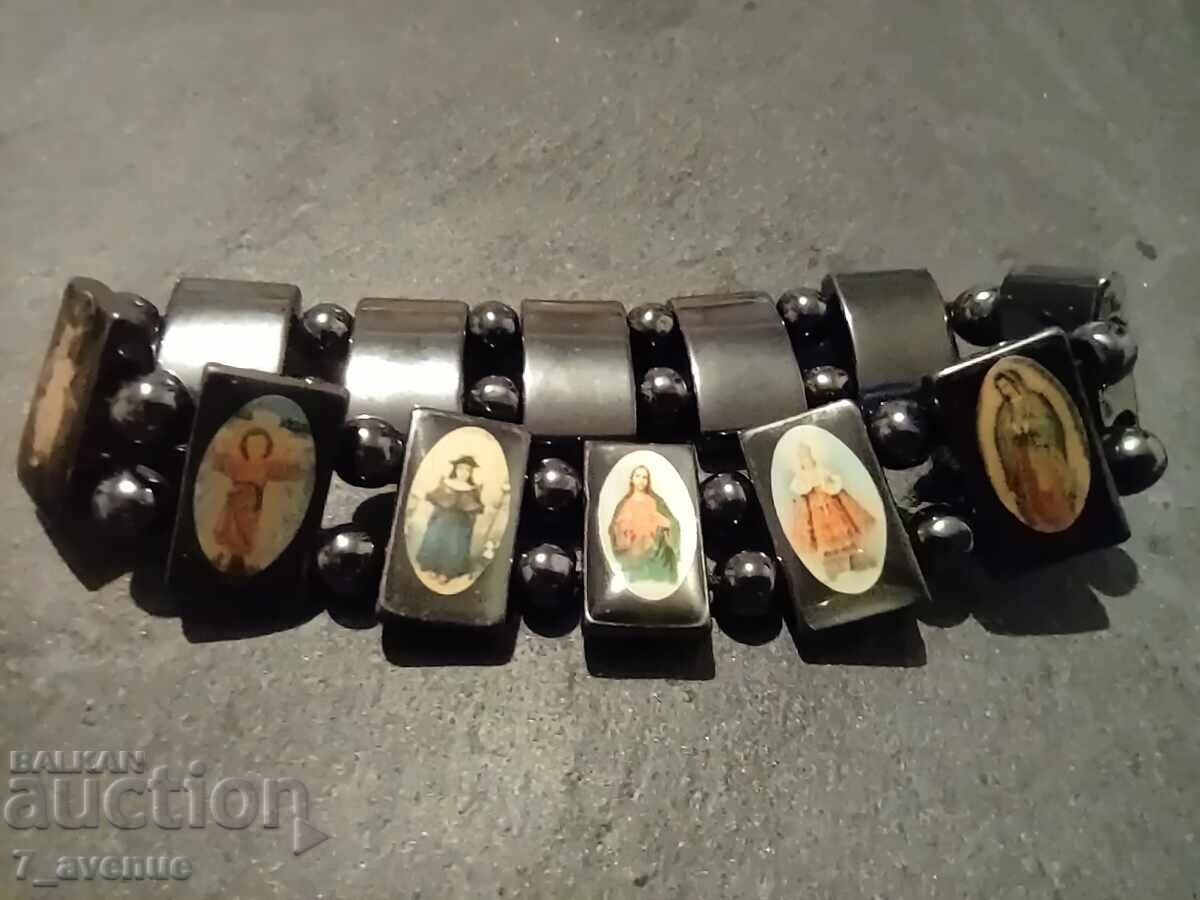 Δημοπρασία Εντυπωσιακό βραχιόλι, Αιματίτης με θρησκευτικές εικόνες 22.10.25