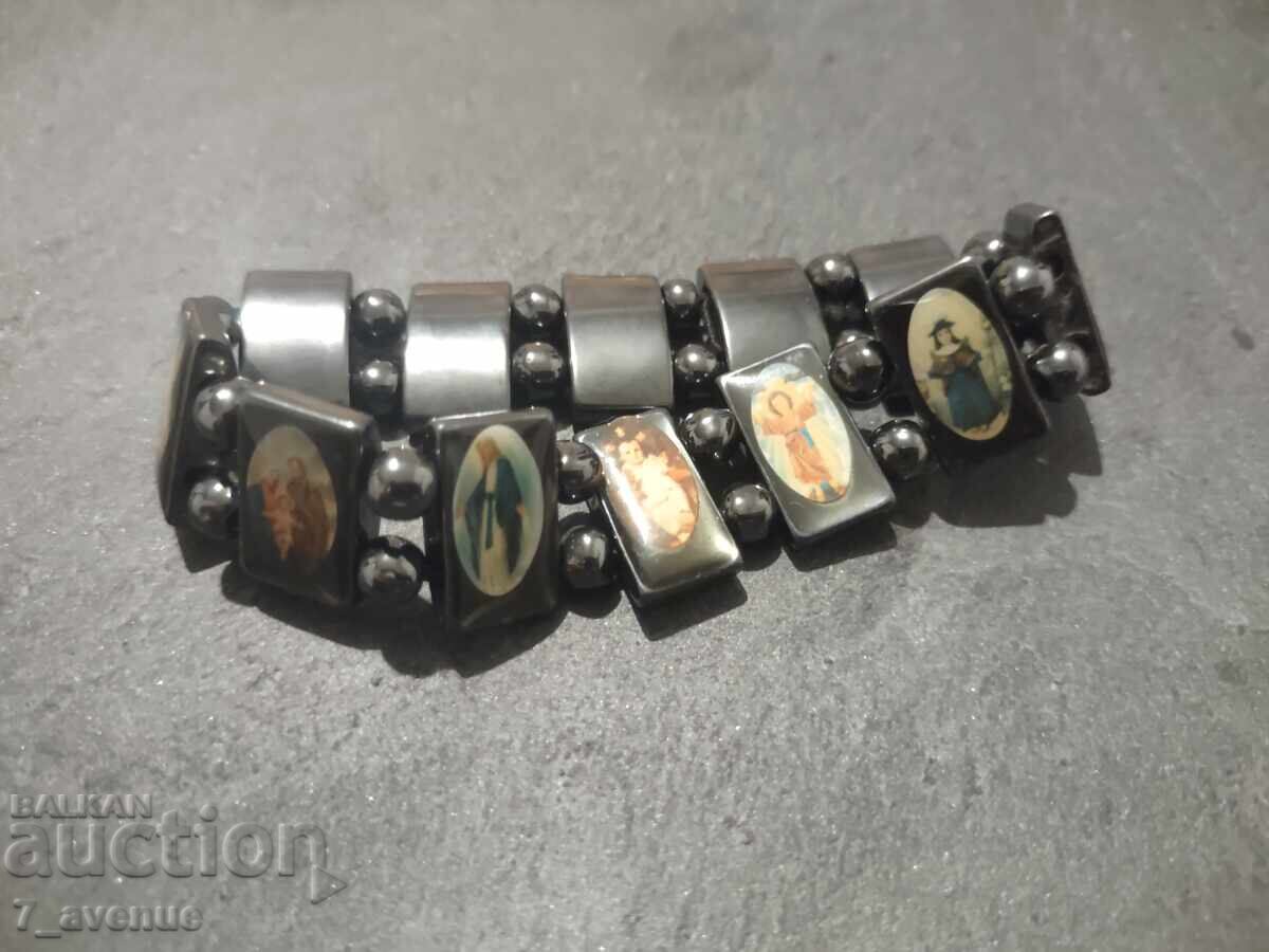 Παράδοση Εντυπωσιακό βραχιόλι, Αιματίτης με θρησκευτικές εικόνες 22.10.25