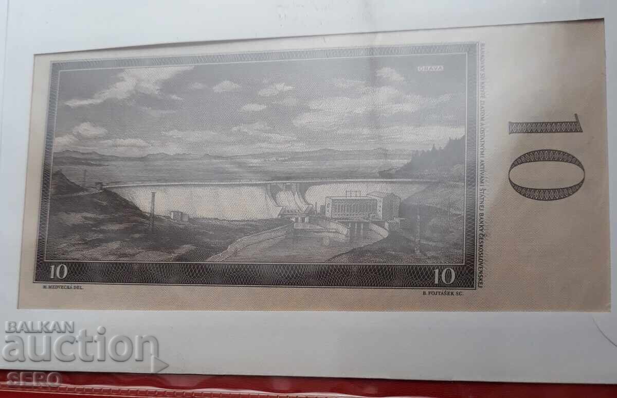 Auction Czechoslovakia - 10 Korun banknote 1960 and postage stamps in a kr. envelope Auction Czechoslovakia - 10 Korun banknote 1960 and postage stamps in a kr. envelope