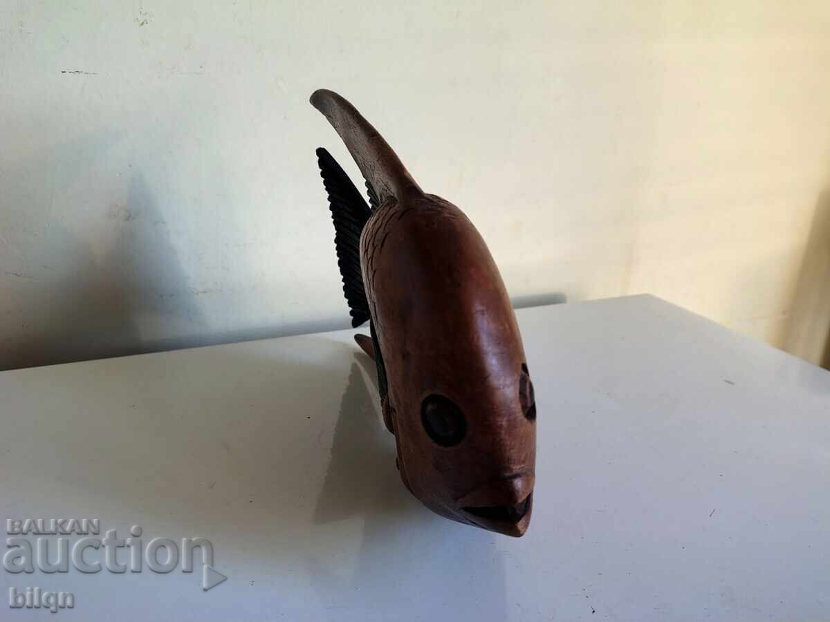 Sculptură superbă de pește - lemn - 6